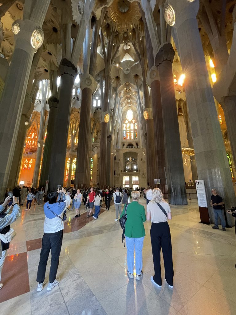 Enorme pilaren dragen het dak van de Sagrada Familia